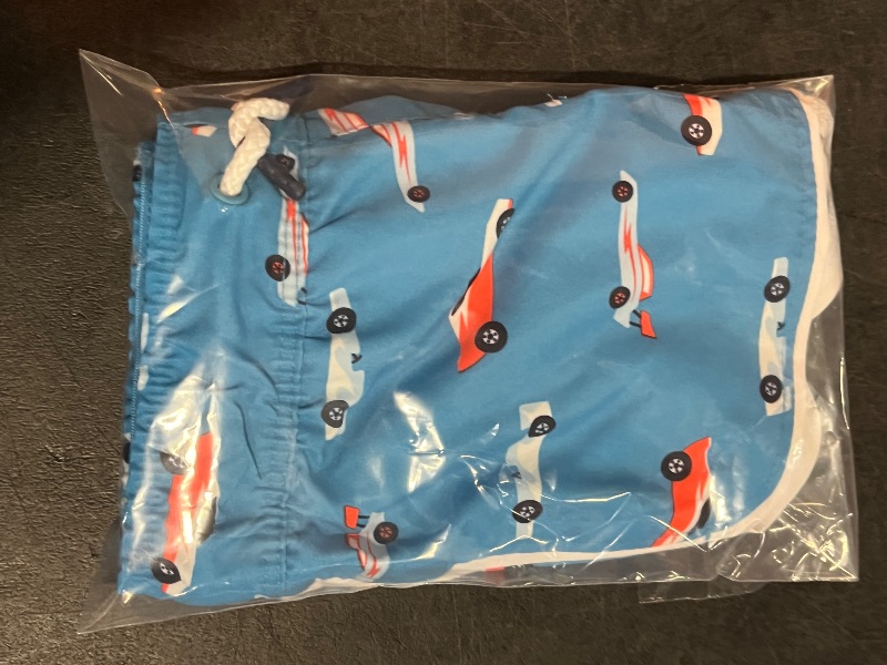 Photo 1 of 12M Baby Boys' Race Car Swim Shorts - Cat & Jack™ Dark Blue 12M: Recycled Polyester, Adjustable Strap, UPF 50+, Machine Wash