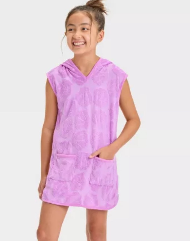 Photo 1 of (L) Girls Solid with SeaShell Swim CoverUp Dress