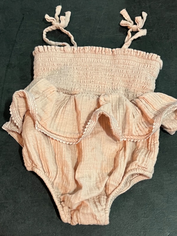 Photo 1 of 12M Baby Girls Printed Ruffled Romper - Cat & Jack