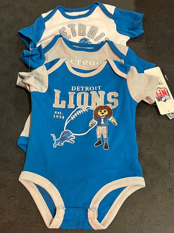 Photo 1 of (3/6M) Baby 3PK Onesies NFL Detroit Lions