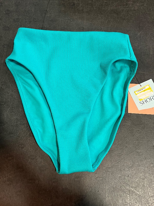 Photo 1 of (XS) Women's Pique High Waist High Leg Medium Coverage Bikini Bottom - Shade & Shore™ Teal Blue XS: Recycled Polyester, Spandex, Full Lining