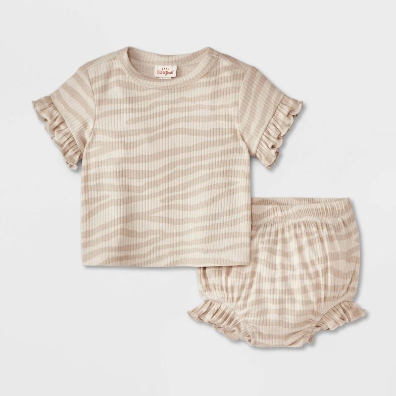 Photo 1 of (0-3M) Baby Girls' Ruffle Set - Cat & Jack™ Beige 0-3M