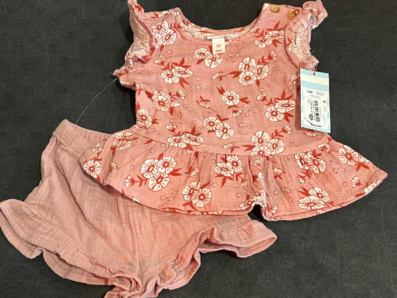 Photo 1 of (12M) Baby Girl Ruffle Sleeve Floral Gauze Shorts Set