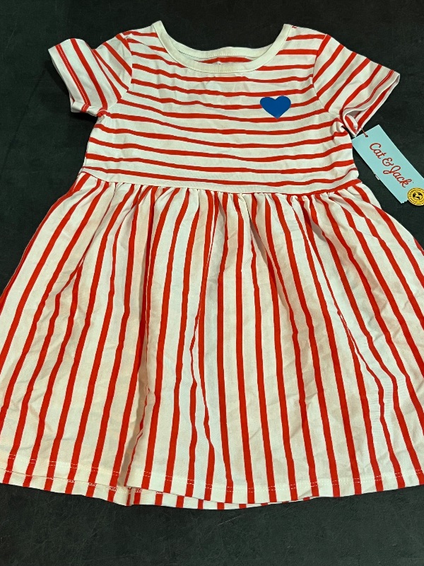 Photo 1 of 4T Toddler Girls' Striped Short Sleeve Dress - Cat & Jack™ Red 4T