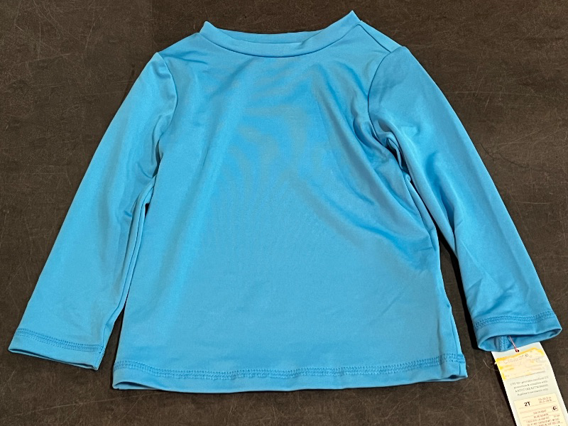 Photo 1 of (2T) Toddler Long Sleeve Solid Rash Guard Top - Cat & Jack™ Blue 2T: UPF 50+ Swimwear, Recycled Polyester, Machine Washable
