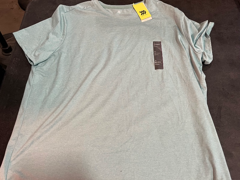 Photo 1 of (XL) Men's Short Sleeve Soft Stretch T-Shirt - All in Motion™ Teal Green XL: Moisture Wicking, Quick Dry, UPF 50+