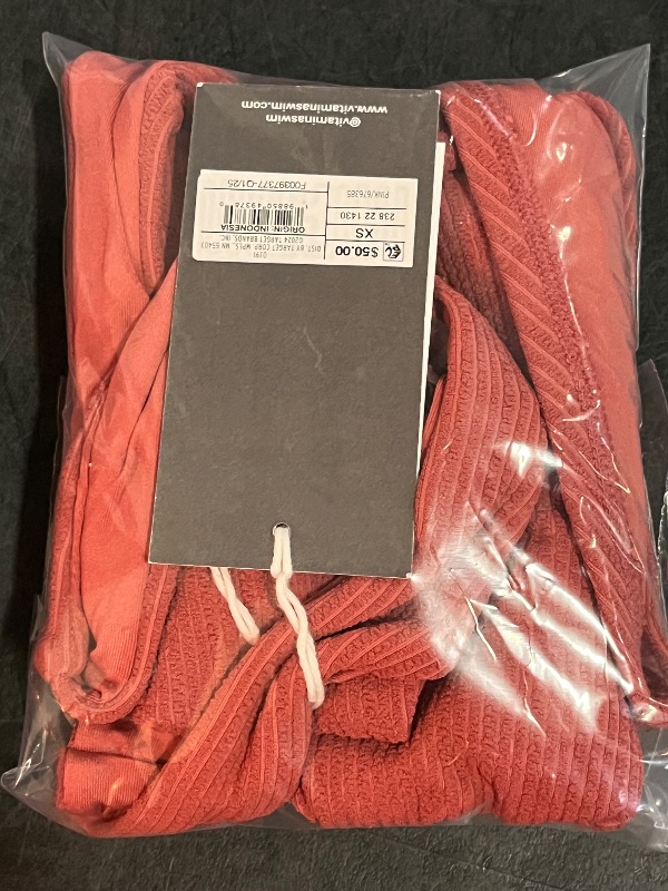 Photo 1 of (XS) Vitamin a Women's Terracotta Textured Scoop Neck One Piece Swimsuit - Terracotta XS: Recycled Nylon, Spandex, Removable Padding