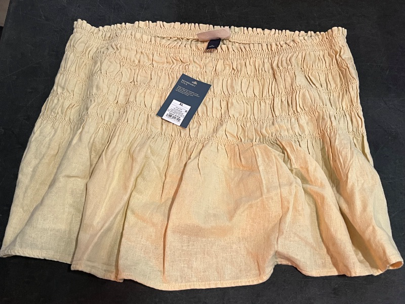 Photo 1 of (XL) Women's Peplum Tube Top - Universal Thread™ Yellow XL: Linen Rayon Blend, Pullover, Sleeveless, Woven