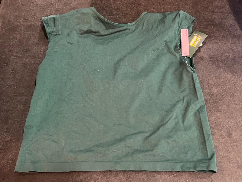 Photo 1 of (XL) Women's Cap Sleeve Seamless Jersey T-Shirt - Wild Fable™ Dark Teal Green XL: Lightweight Nylon-Spandex Pullover,