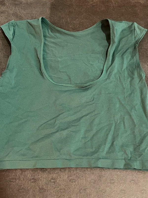 Photo 1 of (XL) Women's Cap Sleeve Seamless Jersey T-Shirt - Wild Fable™ Dark Teal Green XL: Lightweight Nylon-Spandex Pullover,