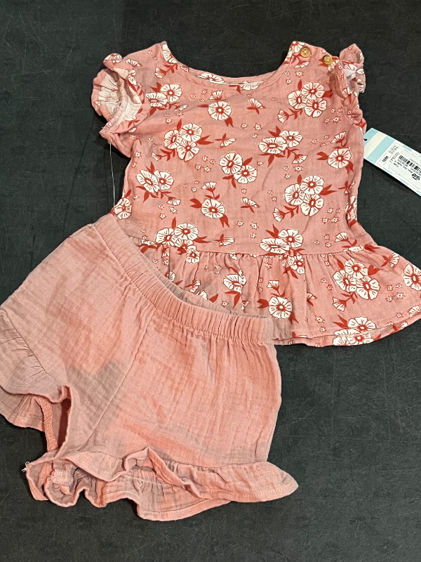 Photo 1 of (18M) Baby Girl Ruffle Sleeve Floral Gauze Shorts Set