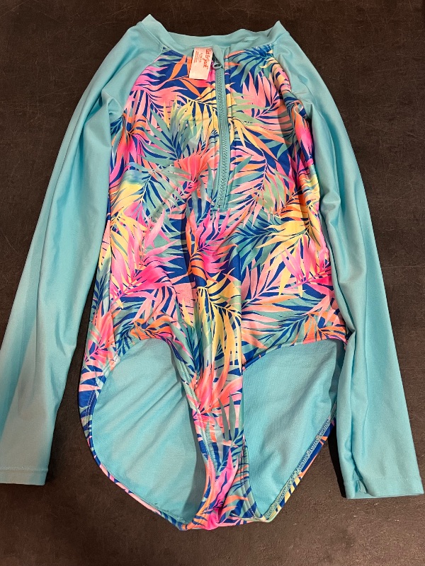 Photo 1 of (L) Girls Paradise Palms Abstract One Piece Swimsuit 