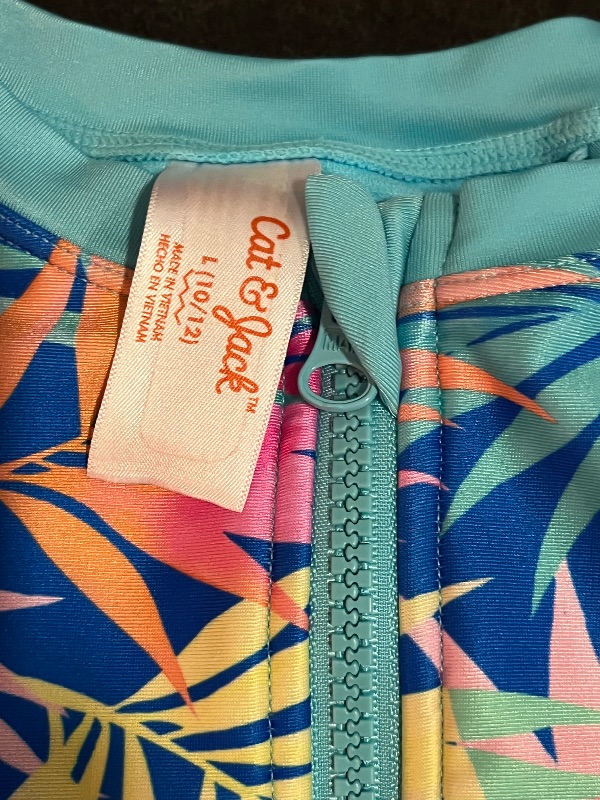 Photo 1 of (L) Girls Paradise Palms Abstract One Piece Swimsuit 