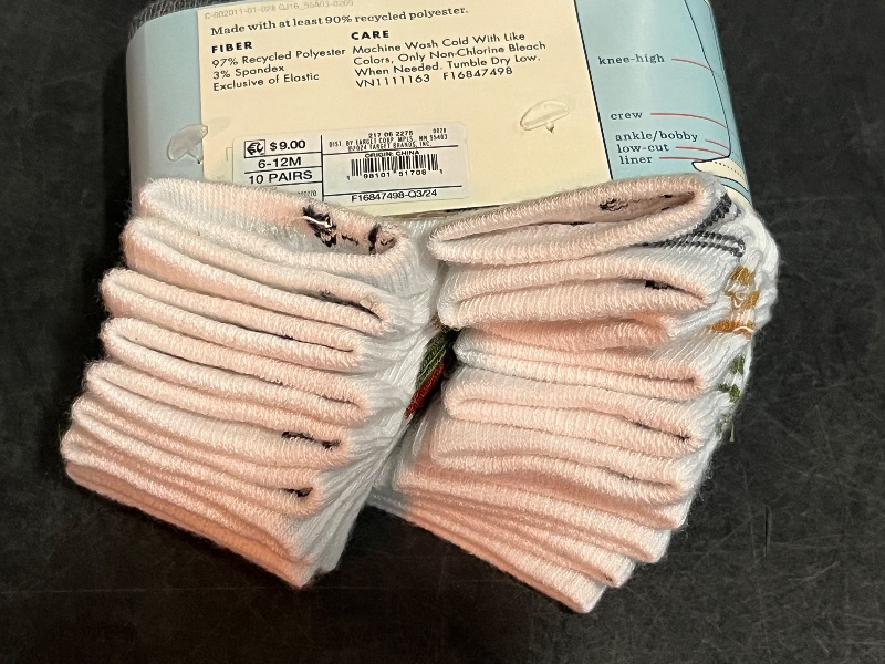 Photo 1 of 6-12M Baby 10pk Striped Ankle Socks - Cat & Jack™ 6-12M: Knit Rib Cuffs, Midweight Fabric