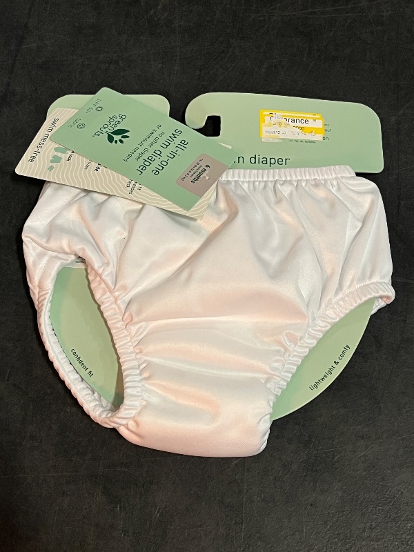 Photo 1 of 6M Green Sprouts Baby Eco Pull-up Solid Reusable Swim Diaper - White 6M
