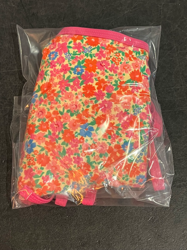 Photo 1 of (L) Women's Contrast Binding Low-Rise High Leg Cheeky Side-Tie Bikini Bottom- Wild Fable™ Pink Floral Print L: Recycled Polyester Lining