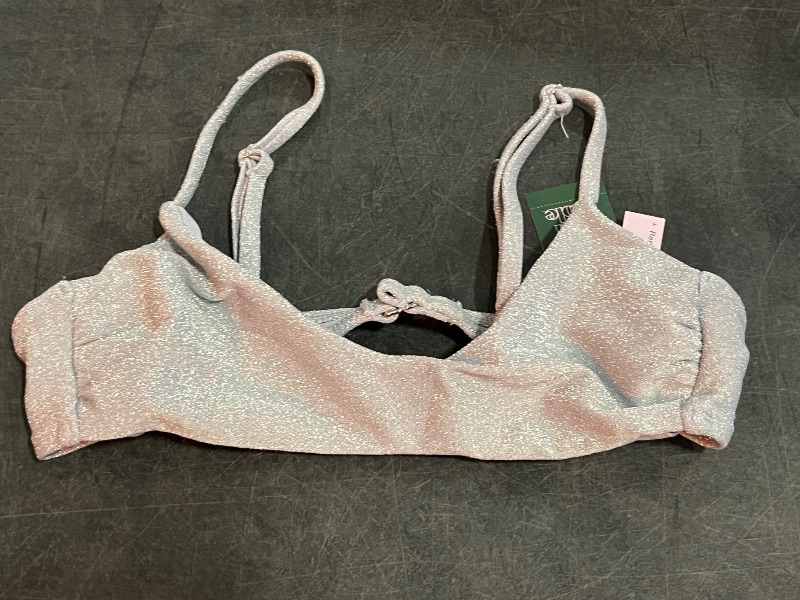 Photo 1 of (S) Women's Sparkle Scooped Bralette Bikini Top - Wild Fable™ Silver S: Open Back, Removable Cup, Knit