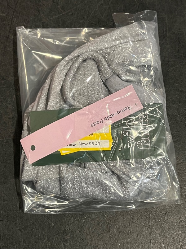 Photo 1 of (S) Women's Sparkle Scooped Bralette Bikini Top - Wild Fable™ Silver S: Open Back, Removable Cup, Knit