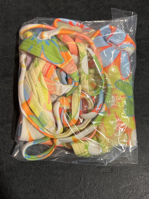 Photo 1 of (S) Women's Floral Print Low-Rise High Leg Cheeky Side-Tie Bikini Bottom - Wild Fable Yellow/Orange/Green S