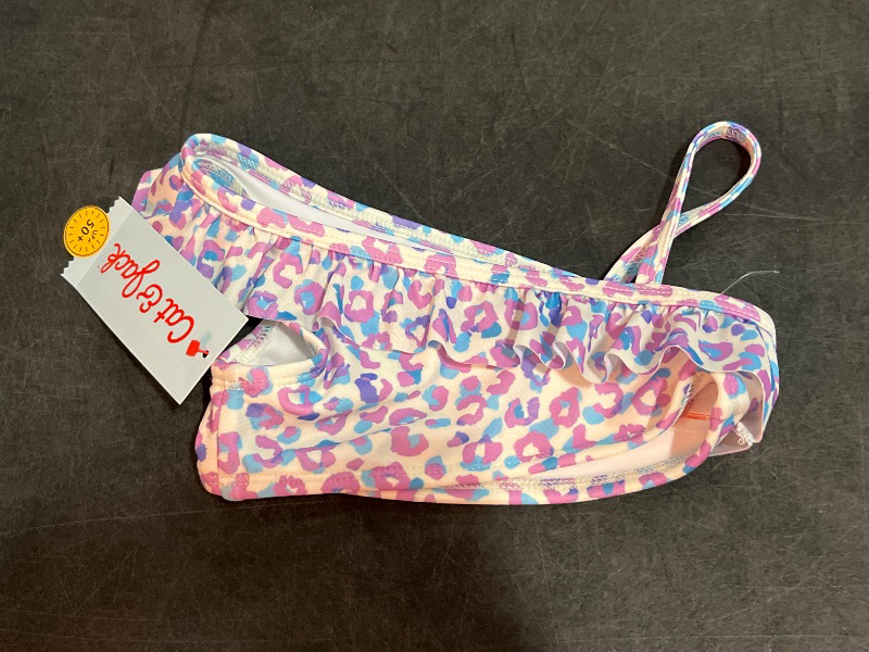 Photo 1 of 12M Baby Girls' Leopard Spot Printed One Shoulder Ruffle Bikini Set - Cat & Jack™ Purple 12M: UPF 50+, Recycled Materials