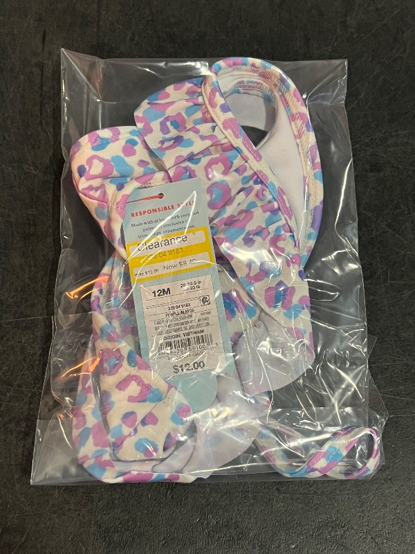 Photo 1 of 12M Baby Girls' Leopard Spot Printed One Shoulder Ruffle Bikini Set - Cat & Jack™ Purple 12M: UPF 50+, Recycled Materials