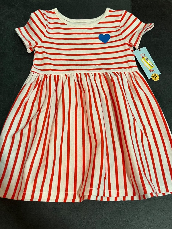 View 2 of 4T Toddler Girls' Striped Short Sleeve Dress - Cat & Jack™ Red 4T

