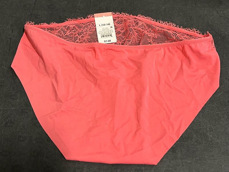 Photo 1 of (L) Women's Lace Bikini Underwear - Auden™ Coral L: Mid Rise, Cotton Gusset, Lightweight Fabric