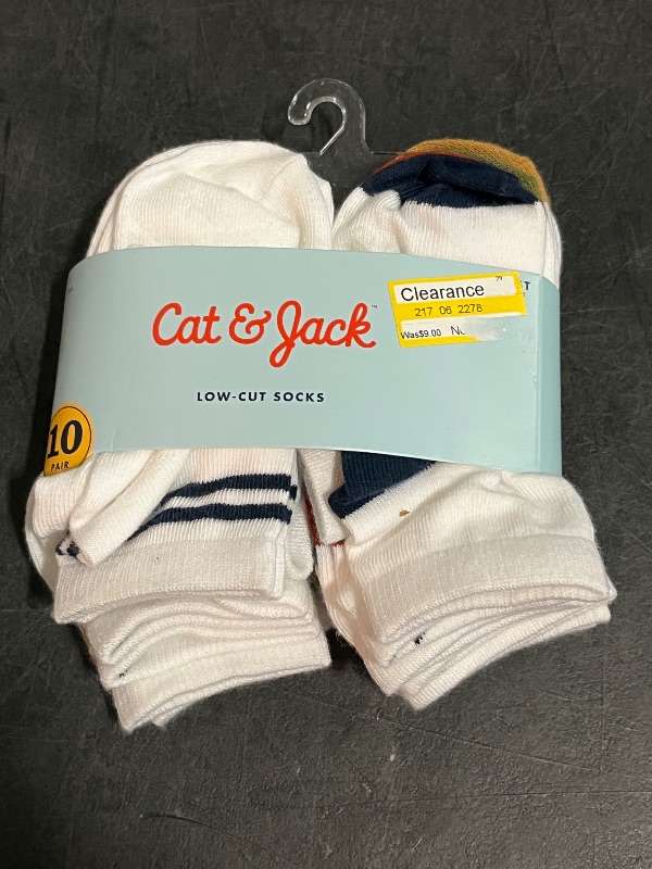Photo 1 of 4T-5T Toddler 10pk Striped Ankle Socks - Cat & Jack™ 4T-5T: Knit Midweight Fabric, Rib Cuffs, Machine Washable