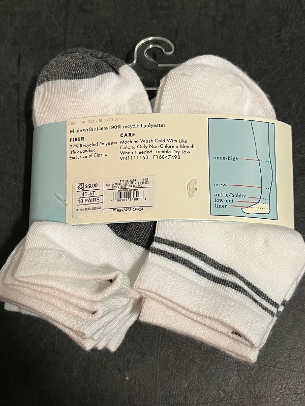 Photo 1 of 4T-5T Toddler 10pk Striped Ankle Socks - Cat & Jack™ 4T-5T: Knit Midweight Fabric, Rib Cuffs, Machine Washable