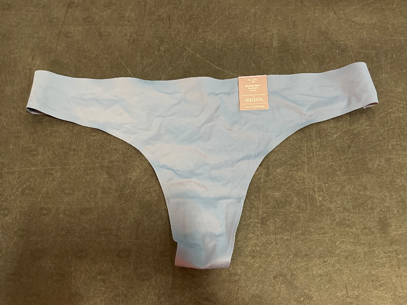 Photo 1 of (XL) Women's Luxury Collection Micro Bonded Invisible Edge Thong Underwear - Auden™ Blue Willow XL: Midweight Jersey, Cotton Gusset, Low Rise