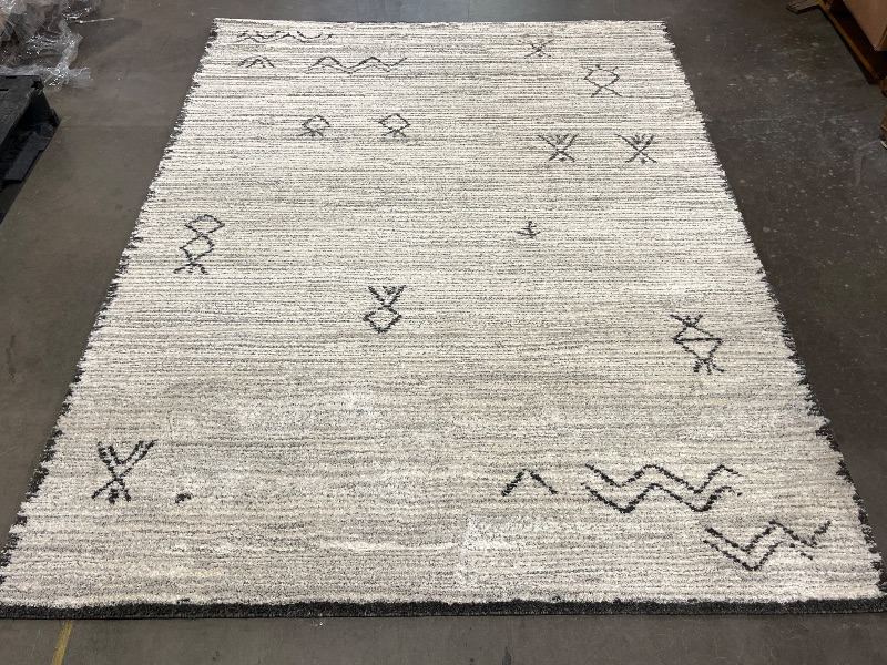 Photo 1 of 5'x7' Vola Geometric Symbol Area Rug Gray - Threshold™: Modern Medium Pile Indoor Rectangle Rug, Polypropylene