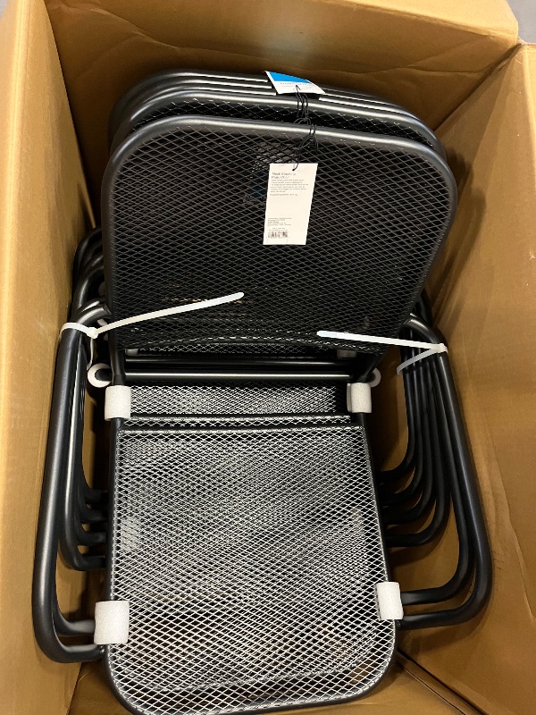 Photo 1 of 6 Pack Metal Mesh Stackable Patio Dining Chair, Black