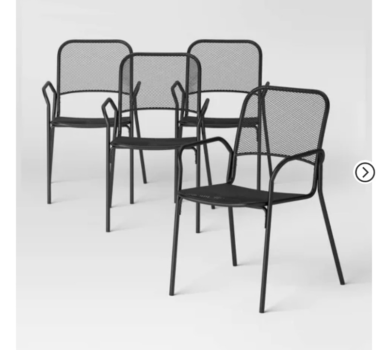 Photo 1 of 6 Pack Metal Mesh Stackable Patio Dining Chair, Black