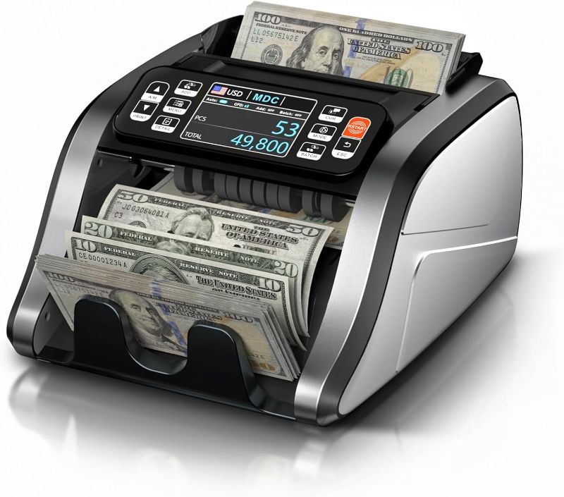 Photo 1 of Aneken N60 Mixed Denomination Money Counter Machine, Value Counting, UV/MG/IR/DD Counterfeit Detection, 3.5" TFT Display Cash Counting Machine, Printer Enabled Bill Counter for Business