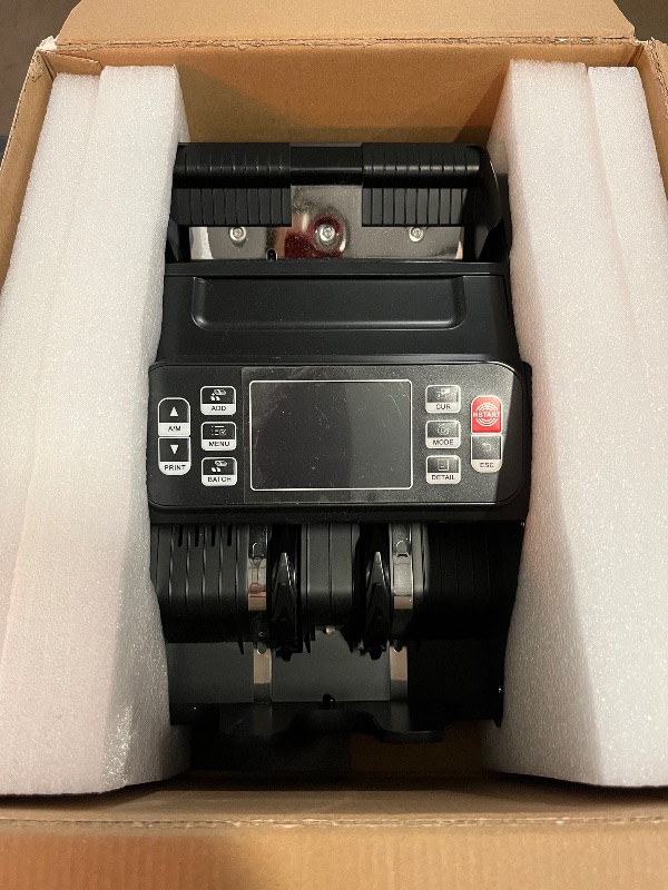 Photo 1 of Aneken N60 Mixed Denomination Money Counter Machine, Value Counting, UV/MG/IR/DD Counterfeit Detection, 3.5" TFT Display Cash Counting Machine, Printer Enabled Bill Counter for Business