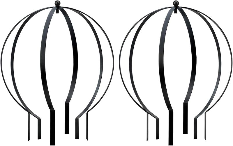 Photo 1 of 2 Pcs Large Metal Trellis Obelisks Sturdy Round Circle Trellis for Climbing Plant Support Indoor Outdoor Potted Vines, Cucumbers & Flowers, Patio Doorway Garden Decor (Black, 18.50 x15'')
