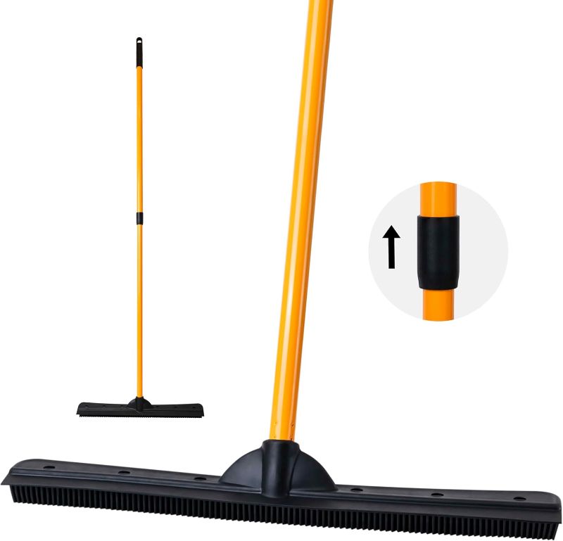 Photo 1 of FURemover PRO Pet Hair Rubber Broom with Squeegee, 58” Telescopic Handle for Carpet, Tile and Hardwood