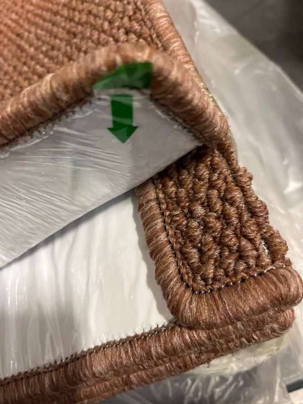 Photo 1 of Bullnose Carpet Stair Treads, Non Slip Stair Treads for Wooden Steps Indoor, Stair Runner, Soft Stair Rugs for Pets, Edging Stair Protectors, Washable, 29.5"x9.5"x1.5" 14pcs, Camel Brown