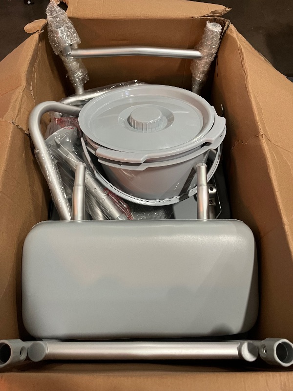 Photo 1 of 3-in-1 Tub Transfer Bench & Shower Chair with Commode, Padded Seat & Back, Height Adjustable
