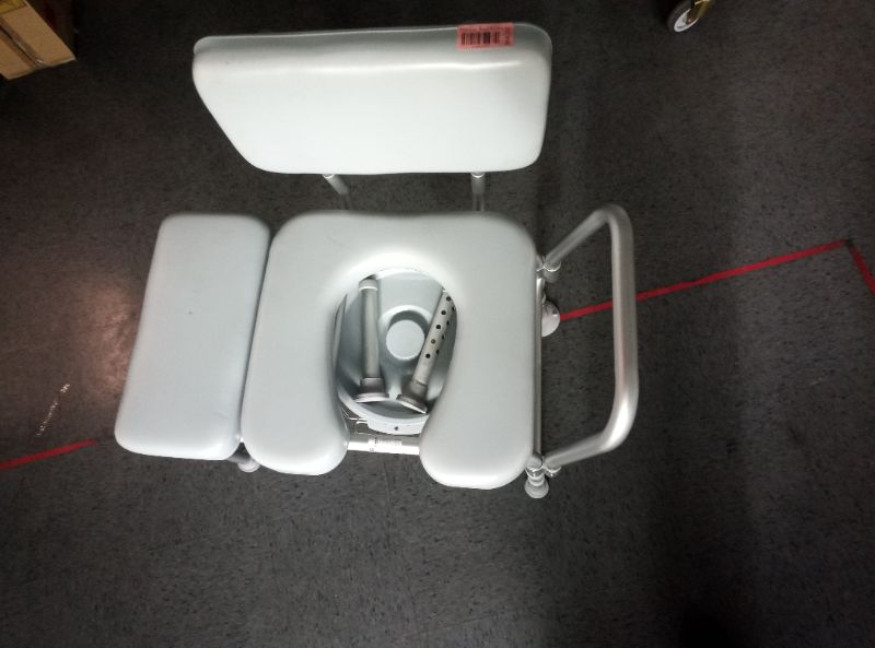 Photo 1 of 3-in-1 Tub Transfer Bench & Shower Chair with Commode, Padded Seat & Back, Height Adjustable