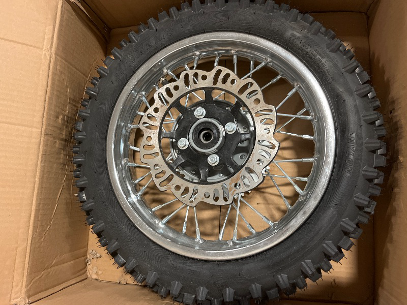 Photo 1 of 12" Rear Wheel Tire Rim, 80/100-12 Dirt Bike Tire with 12mm Bearing, Bike Wheels Rim and Tires for Dirt Bikes Pit Bikes 50 70 90 110 140cc