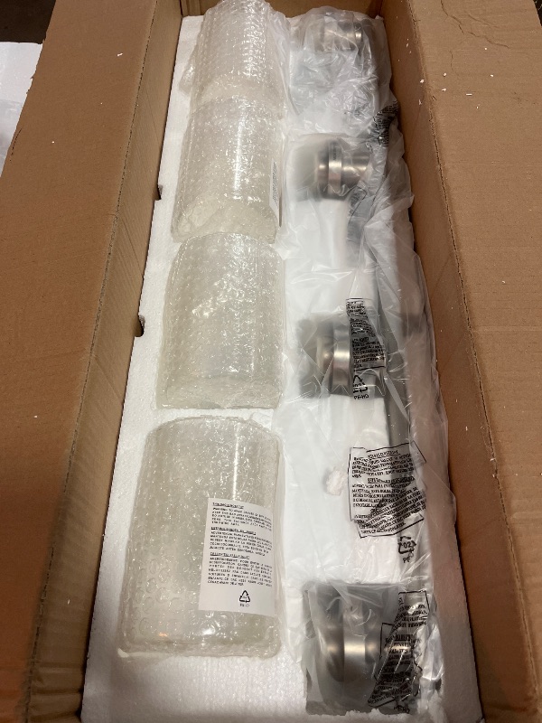 Photo 1 of Kitchen Island Lighting, 4-Light Farmhouse Dining Room Light Fixtures Over Table, Linear Chandelier Pendant Lighting for Kitchen Island for Brushed Nickel Finish with Clear Glass Shade