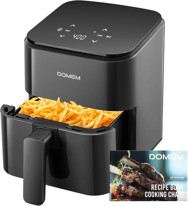 Photo 1 of 3 Qt Compact Air Fryer with Non-Stick Basket and Rack, User Friendly Simple Touchscreen, Cook in Simple Steps, Low-Oil Cooking Small Air Fryer, Space Saving Cooker

