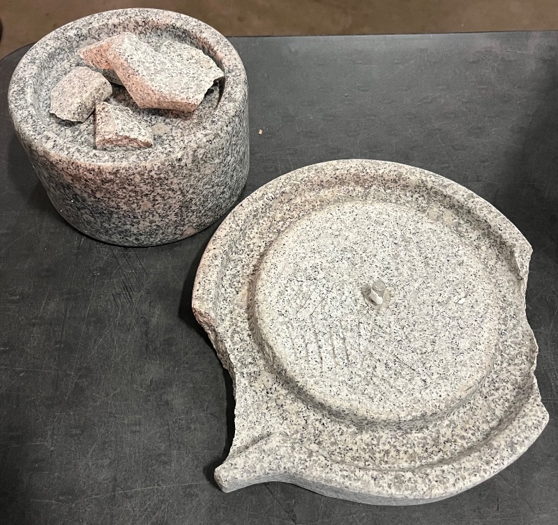 Photo 1 of Missing Wood Part ** 
Natural Granite Handmade Stone Mill/Grinder (Small)
