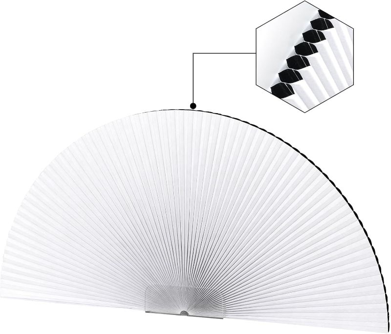 Photo 1 of Arch Window Shades Blackout Half Circle Cellular Shades, Pleated Blinds Half Moon Window Shades for Semi Circle Windows, Easy Cut and Install, (Radius: 24", White)