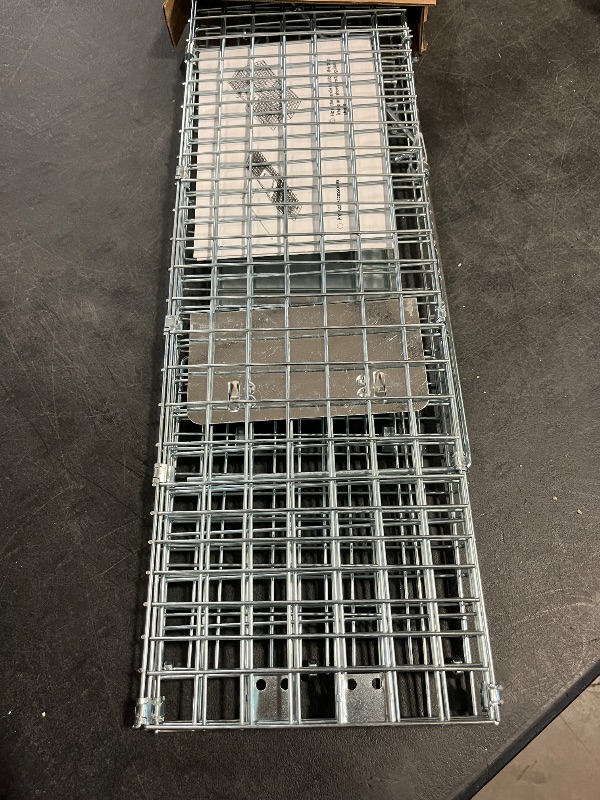 Photo 1 of 24” Humane Animal Trap Live Animal Trap Cage for Squirrels Small Stray Cats Rabbits Groundhogs Moles Gophers and Chipmunks up to 5.5 lbs Galvanized Rustproof Live Animal Cage Trap