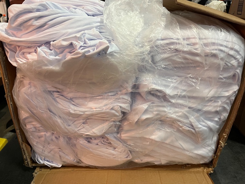 Photo 1 of 50ft×40ft White Ceiling Drapes for Weddings Parties,10 Panels 5×40ft Long Ceiling Curtain for Tent Canopy,Wrinkle Free Silk Easy to Draping&Hang White Drapes for Event Church Stage Photo Bedroom
