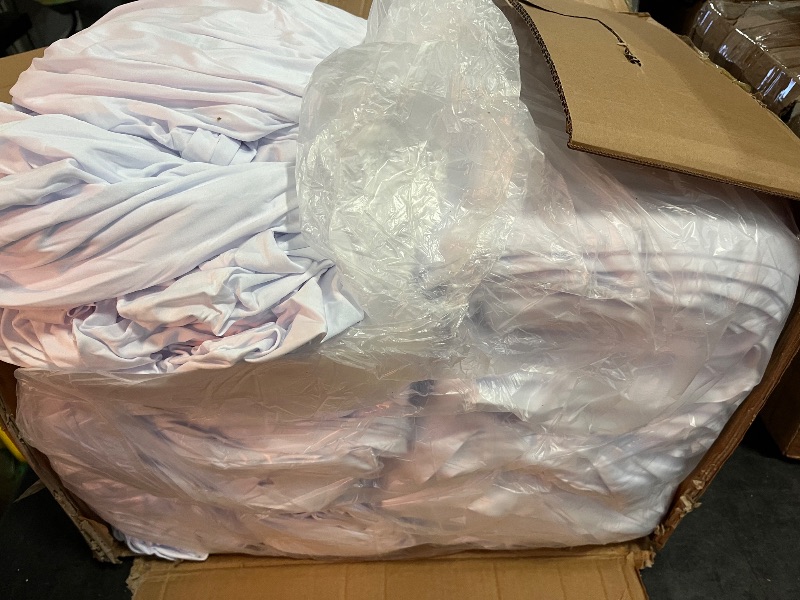 Photo 1 of 50ft×40ft White Ceiling Drapes for Weddings Parties,10 Panels 5×40ft Long Ceiling Curtain for Tent Canopy,Wrinkle Free Silk Easy to Draping&Hang White Drapes for Event Church Stage Photo Bedroom
