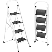 Photo 1 of HBTower Step Ladder Folding Step Stool for Adults with Anti-Slip Pedal,330 lbs Capacity for Kitchen, Home,White