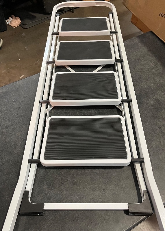 Photo 1 of HBTower Step Ladder Folding Step Stool for Adults with Anti-Slip Pedal,330 lbs Capacity for Kitchen, Home,White